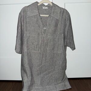 Women’s Gray Striped Shift Dress size S oversized with pockets